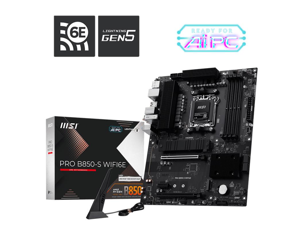 Mainboard MSI AMD B850 SAM5 ATX Memory DDR5 Memory slots 4 PROB850-SWIFI6E