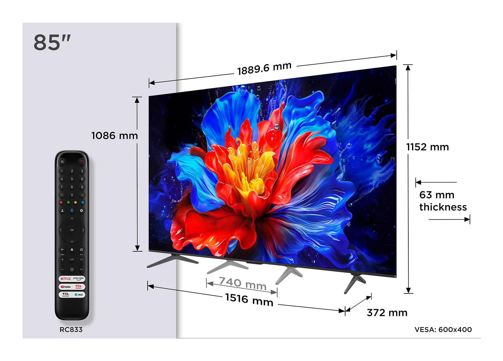 TV Set TCL 85 " 4K Ultra HD 3840 x 2160 pixels Flat 16:9 QLED 85P89K