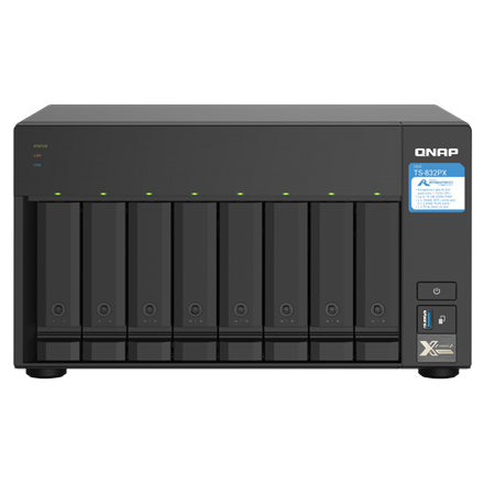 QNAP | 8-Bay QTS NAS | TS-832PX-4G | Up to 8 HDD/SSD Hot-Swap | AnnapurnaLabs Alpine | AL324 ARM Cortex-A57 Quad-Core |
