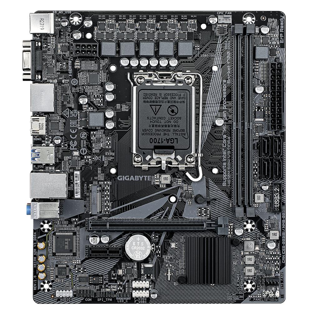 Mainboard GIGABYTE Intel H610 LGA1700 Micro-ATX Memory DDR4 Memory slots 2 1xPCI-Express 3.0 1x 1xPCI-Express 4.0 16x 1xM.2 1x15pin D-sub 1xHDMI 2xDisplayPort 4xUSB 2.0 2xUSB 3.2 1xPS/2 1xRJ45 3xAudio port H610MS2HV3DDR4