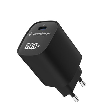 Gembird 60W USB Type-C fast charger, LCD | TA-UC-1C-PD60LCD-01-BK