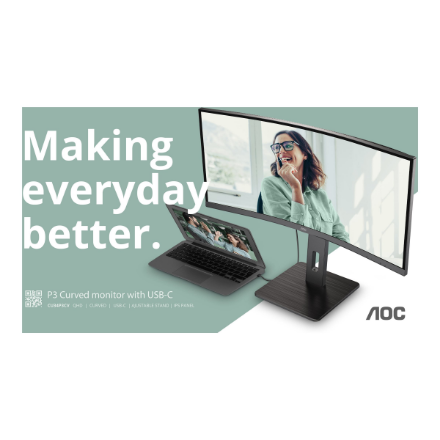 AOC | CU34P3CV | 34 " | VA | 21:9 | 100 Hz | 4 ms | 3440 x 1440 pixels | HDMI ports quantity 1