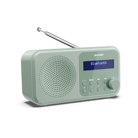 Sharp DR-P420(GN) Tokyo Portable Digital Radio, FM/DAB/DAB+, Bluetooth 5.0, USB or Battery Powered, Aquamarine Green | S