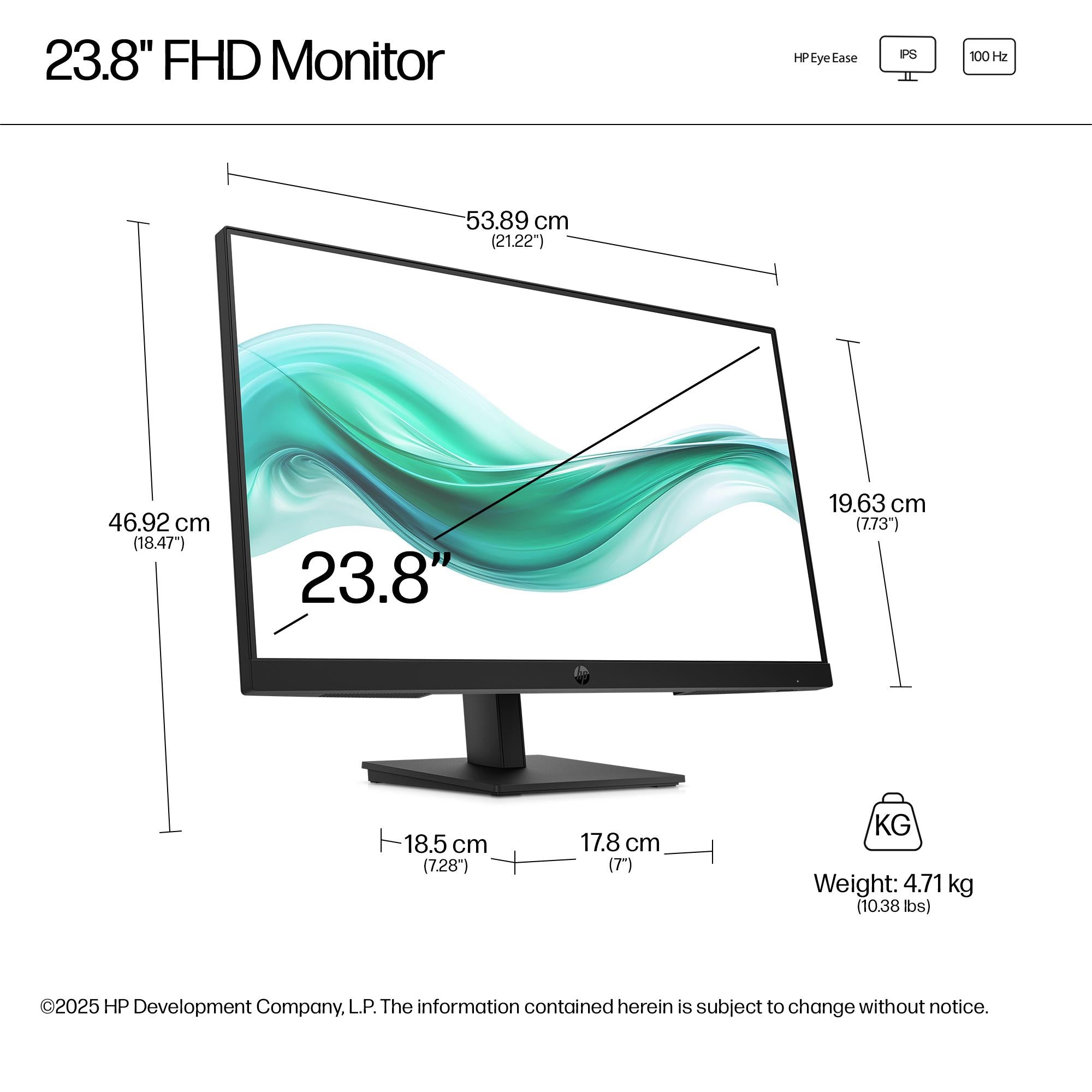 LCD Monitor HP 23.8 " 1920 x 1080 pixels Full HD Native aspect ratio 16:9 LCD Flat B0BU9UT