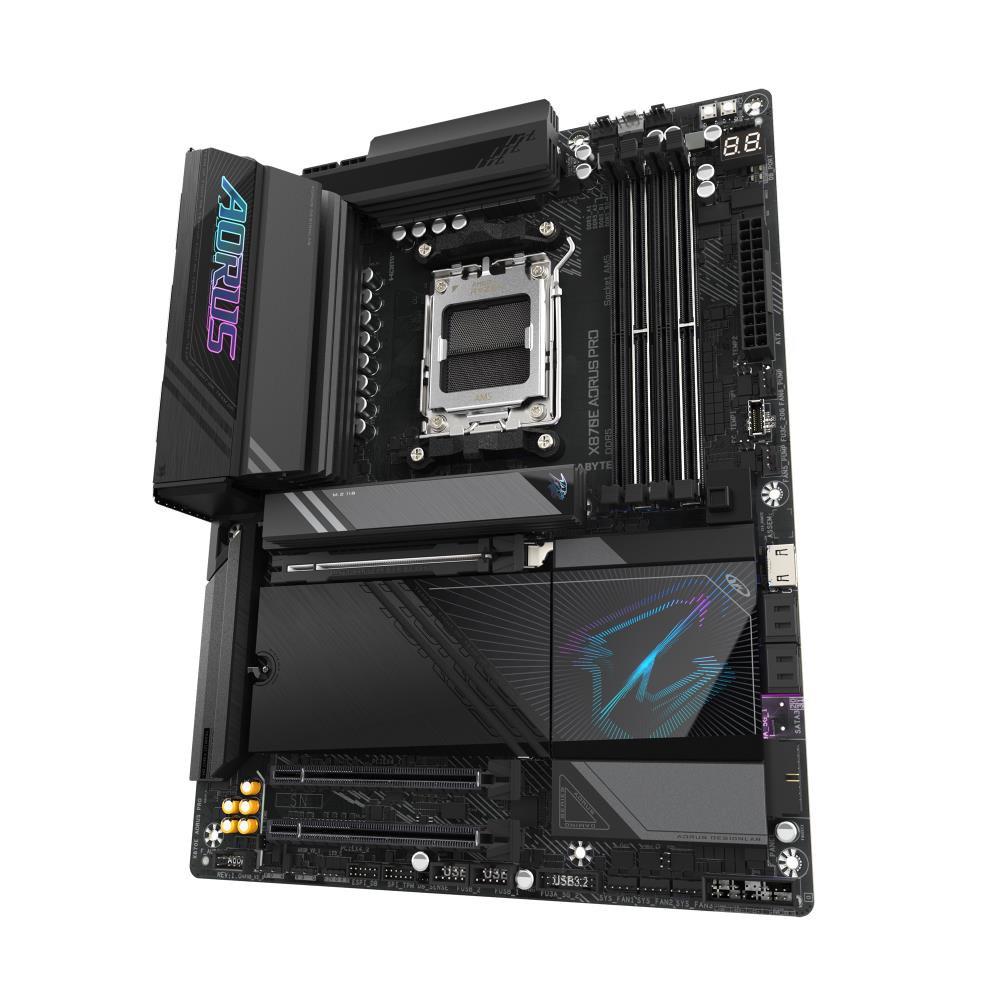 Mainboard GIGABYTE AMD X870E SAM5 ATX Memory DDR5 Memory slots 4 1xPCI-Express 3.0 4x 1xPCI-Express 4.0 4x 1xPCI-Express 5.0 16x 4xM.2 1xHDMI 2xUSB 2.0 7xUSB 3.2 2xUSB-C 1xOptical S/PDIF 1xRJ45 2xAudio port X870EAORUSPRO