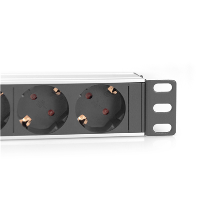 Digitus | 10” Socket Strip with Aluminum Profile, 4-way safety sockets | DN-95418