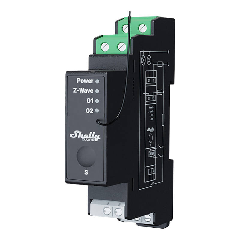 Shelly Qubino Pro 2PM DIN rail Relay, 2-channel, Z-Wave (Power measurement) - Image 1