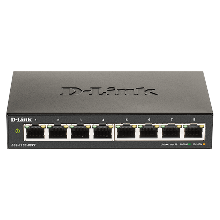 D-Link | Smart Gigabit Ethernet Switch | DGS-1100-08V2 | Managed | Desktop | Power supply type External | 24 month(s)