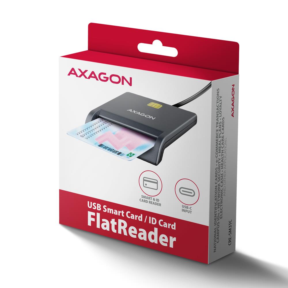 CARD READER FLAT SMARTCARD/ID/USB-C 1.3M CRE-SM3TC AXAGON