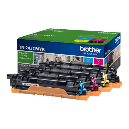 Brother TN-243CMYK, Toner Value Pack | Brother TN243CMYK | Brother TN243CMYK Value Pack - 4-pack - black, yellow, cyan,