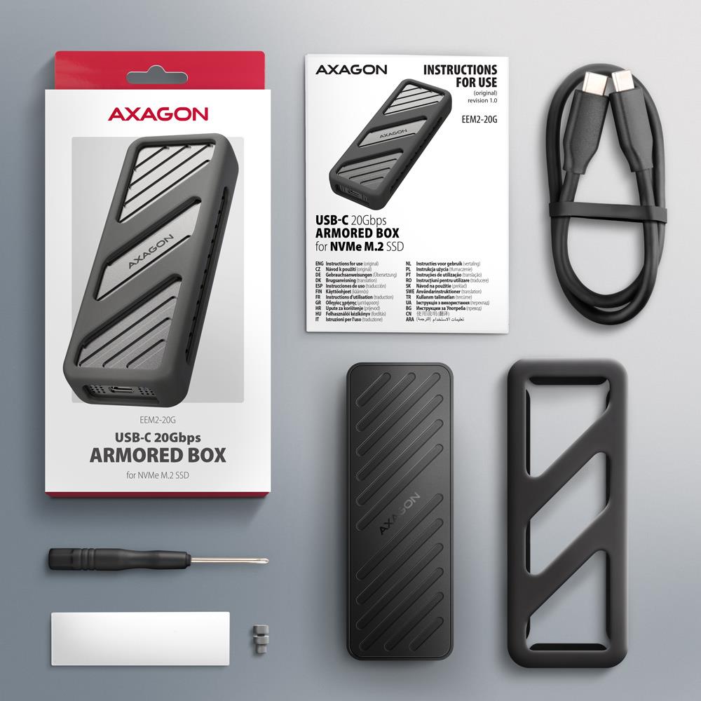 SSD ACC ENCLOSURE M.2 NVME/USB-C EEM2-20G AXAGON
