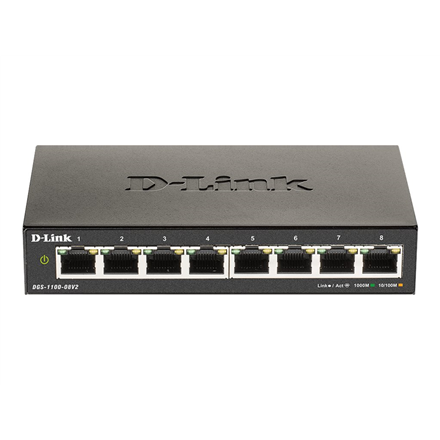 D-Link | Smart Gigabit Ethernet Switch | DGS-1100-08V2 | Managed | Desktop | Power supply type External | 24 month(s)