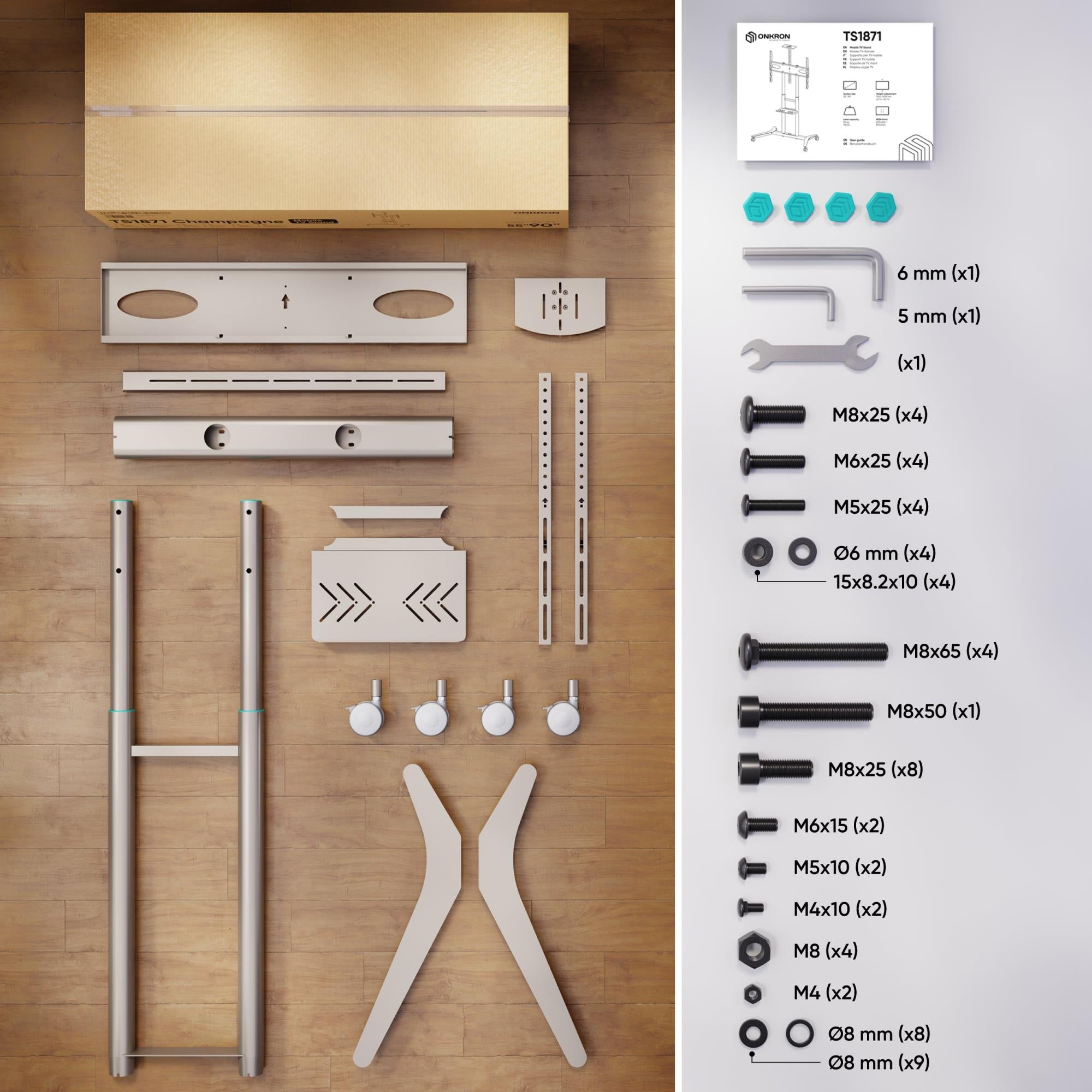 TV SET ACC MOBILE STAND/55-90"/CHAMPAGNE TS1871-C ONKRON