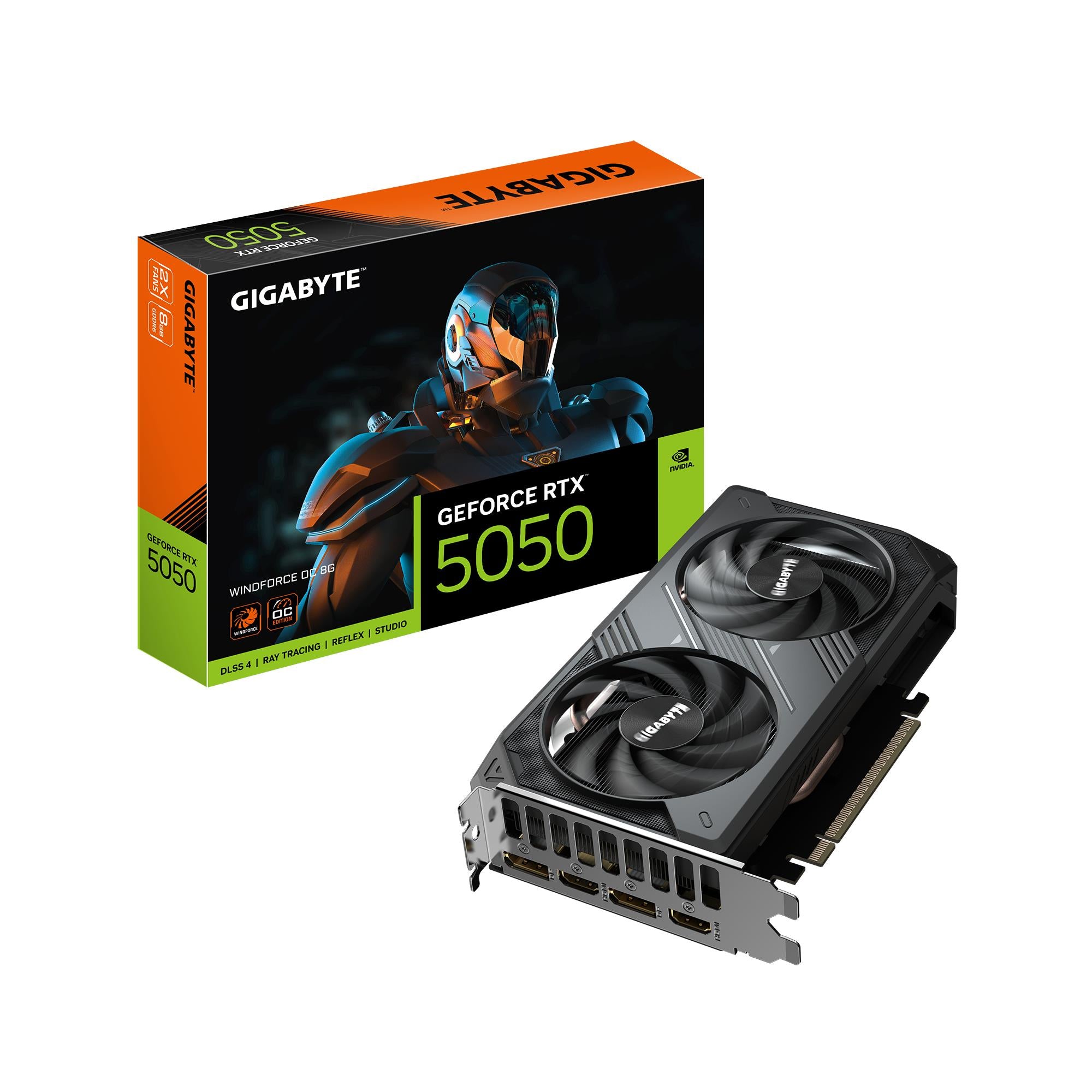 Graphics Card GIGABYTE NVIDIA GeForce RTX 5050 8 GB GDDR6 128 bit PCIE 5.0 16x GPU 2587 MHz Dual Slot Fansink GV-N5050WF2OC-8GD1.0
