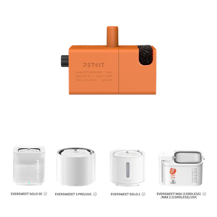 PETKIT P41161 | Wireless Pump for EVERSWEET Max 2 | Material PPO | Orange
