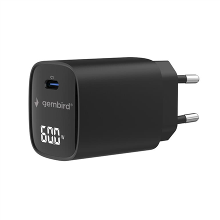 Gembird 60W USB Type-C fast charger, LCD | TA-UC-1C-PD60LCD-01-BK