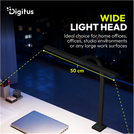 Digitus LED Desk Lamp, 50 cm, Black | DA-90490 | 1025 lm | 7 W | 3000-6500 K | Warm to cold white light | LED lamp | 10