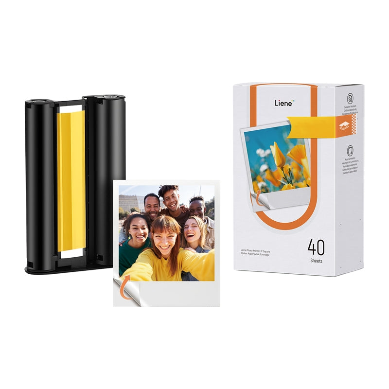Liene Amber 3x3" Self-Adhesive Photo Paper, 40 Sheets + 1 Refill - Image 1