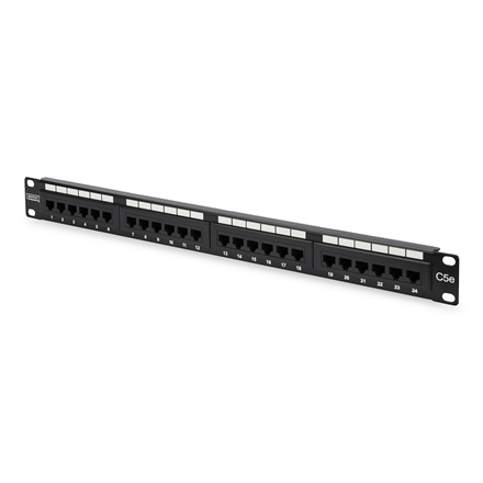 Digitus | Patch Panel | DN-91524U | 48.2 x 4.4 x 10.9 cm | Category: CAT 5e; Ports: 24 x RJ45; Retention strength: 7.7 k