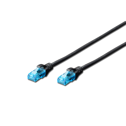CAT 5e U-UTP | Patch cord | PVC AWG 26/7 | Boots with kink protection, strain relief and latch protection | Black | 3 m