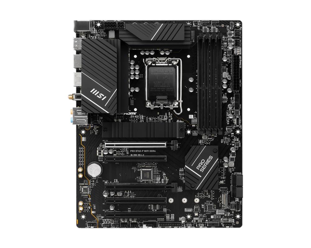 Mainboard MSI Intel B760 Express LGA1700 ATX Memory DDR4 Memory slots 4 5xPCI-Express 5.0 16x 2xM.2 1xHDMI 1xDisplayPort 4xUSB 2.0 2xUSB 3.2 1xUSB-C 1xPS/2 1xOptical S/PDIF 1xRJ45 5xAudio port PROB760-PWIFIDDR4