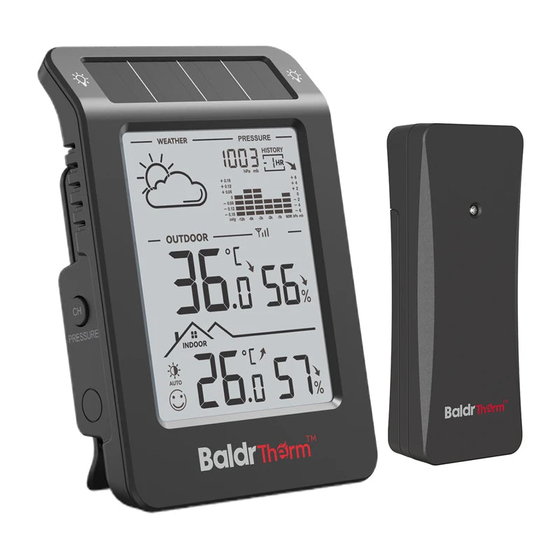BALDRTHERM B0596WT2H2P-V1 Solar-Powered Weather Station (Black) - Image 1