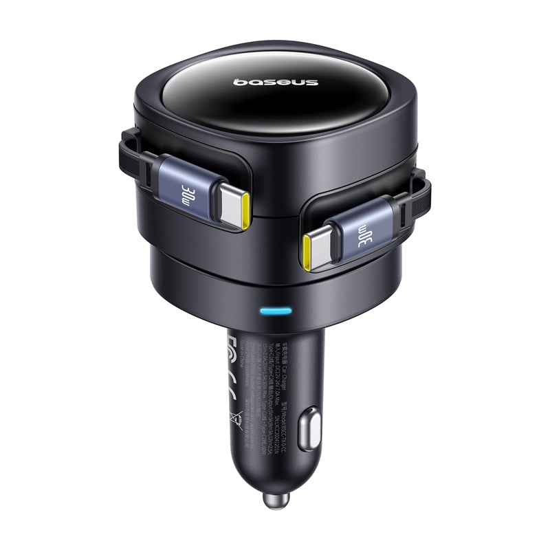 Baseus Enjoyment Max car charger with USB-C+USB-C cables 60W Black - Image 2