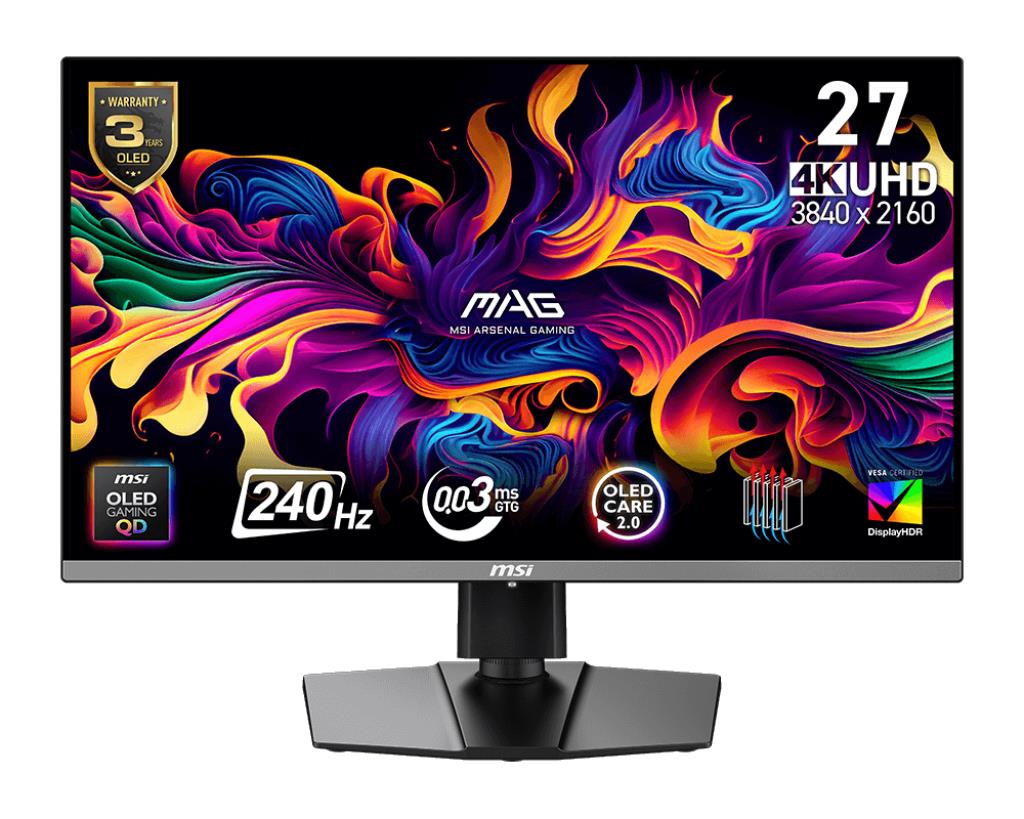 Monitor MSI 26.5 " 3840 x 2160 pixels 4K Ultra HD Native aspect ratio 16:9 QD-OLED MAG272UPQD-OLEDX24