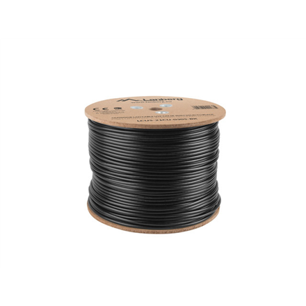 Lanberg Cable Cat.5E UTP 305M Solid Outdoor CU Black Fluke Passed | LCU5-21CU-0305-BK