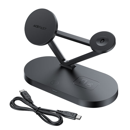 Acefast 15W Qi Wireless Charger for iPhone (with MagSafe), Apple Watch and Apple AirPods Stand Holder Magnetic Holder Black (