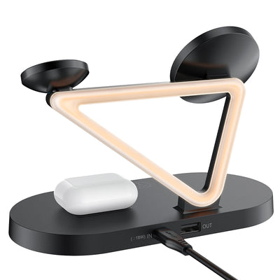 Acefast 15W Qi Wireless Charger for iPhone (with MagSafe), Apple Watch and Apple AirPods Stand Holder Magnetic Holder Black (