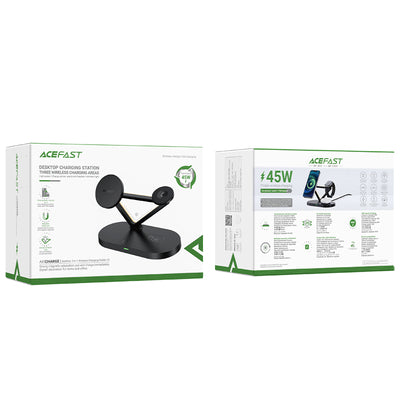 Acefast 15W Qi Wireless Charger for iPhone (with MagSafe), Apple Watch and Apple AirPods Stand Holder Magnetic Holder Black (