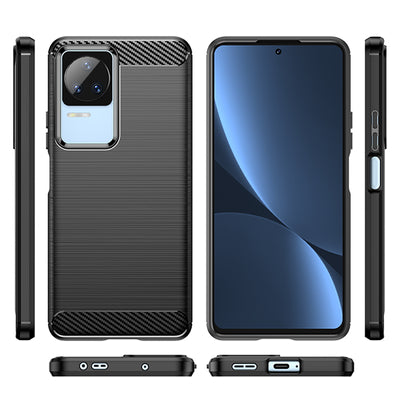 Carbon Case for Xiaomi Poco F4 5G flexible silicone carbon cover black — Hurtel