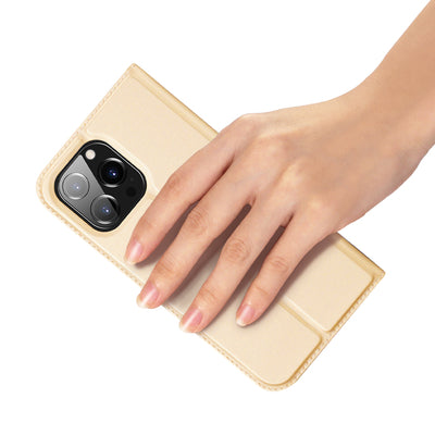 Dux Ducis Skin Pro Holster Flip Cover for iPhone 14 Pro gold
