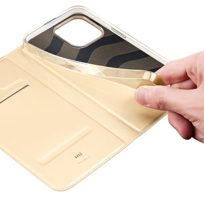Dux Ducis Skin Pro Holster Flip Cover for iPhone 14 Pro gold