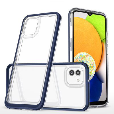 Clear 3in1 case for Samsung Galaxy A03 silicone cover with frame blue — Hurtel