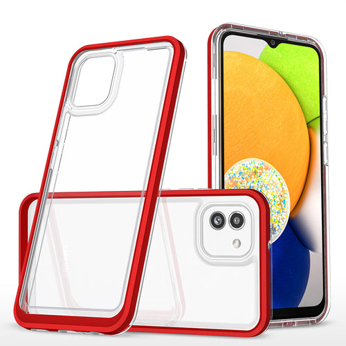 Clear 3in1 case for Samsung Galaxy A03 silicone cover with frame red — Hurtel