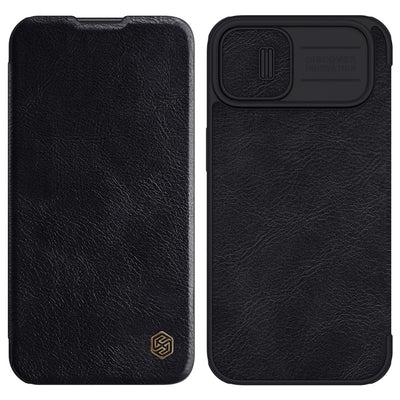 Nillkin Qin Leather Pro Case iPhone 14 Plus Camera Cover Holster Cover Flip Case Black