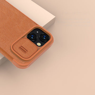 Nillkin Qin Leather Pro Case iPhone 14 Plus Camera Cover Holster Cover Flip Case Blue