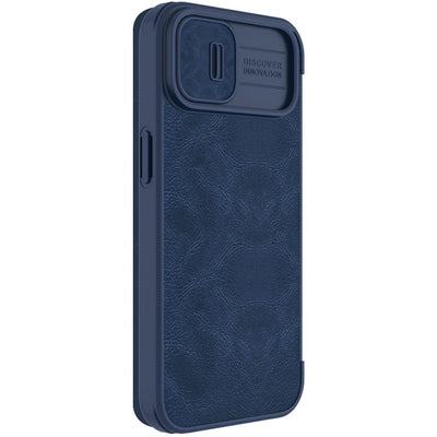 Nillkin Qin Leather Pro Case iPhone 14 Plus Camera Cover Holster Cover Flip Case Blue