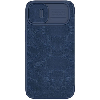 Nillkin Qin Leather Pro Case iPhone 14 Plus Camera Cover Holster Cover Flip Case Blue