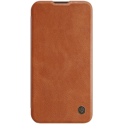 Nillkin Qin Leather Pro Case iPhone 14 Pro Max Camera Cover Holster Cover Flip Case Brown
