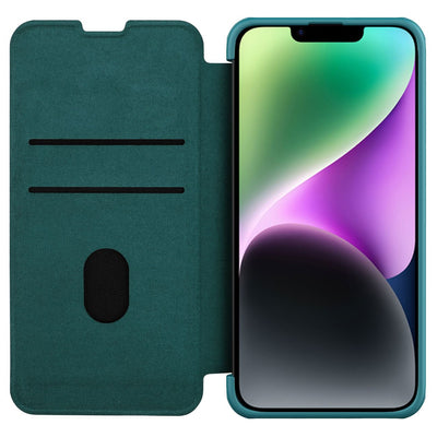 Nillkin Qin Leather Pro Case iPhone 14 Plus Camera Cover Holster Cover Flip Case Green