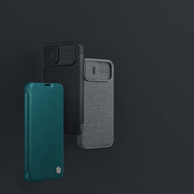 Nillkin Qin Leather Pro Case iPhone 14 Plus Camera Cover Holster Cover Flip Case Green