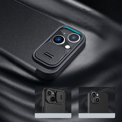 Nillkin Qin Cloth Pro Case Case for iPhone 14 Plus Camera Cover Holster Cover Flip Case Blue