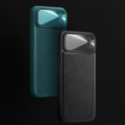 Nillkin CamShield Leather S Case iPhone 14 Plus case with camera cover blue