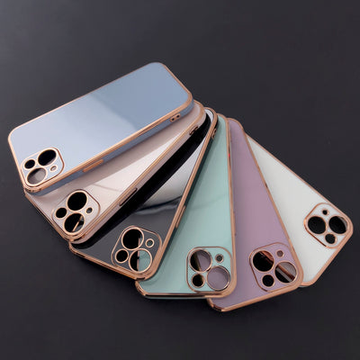 Lighting Color Case for Samsung Galaxy A73 5G Gold Frame Gel Cover Blue — Hurtel