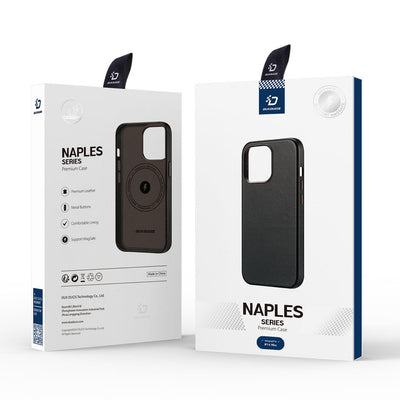 Dux Ducis Naples Case for iPhone 14 Plus Leather Cover (MagSafe Compatible) Dark Brown
