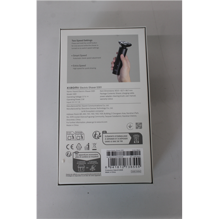 SALE OUT. Xiaomi Electric Shaver S301 EU | Xiaomi Shaver EU | S301 | Operating time (max) 90 min | Wet & Dry | Black | U