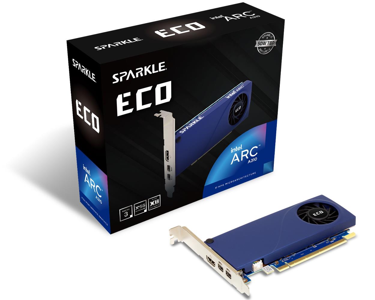 Graphics Card SPARKLE Intel Arc A310 4 GB GDDR6 PCIE 4.0 8x Single Slot Fansink 1xHDMI 2xMini DisplayPort SA310C-4G
